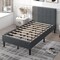 Costway Twin Size Upholstered Bed Frame Platform Bed with Button Tufted Headboard Mattress Foundation Grey